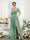 A-Line V-Neck Spaghetti Straps Short Sleeves Split Side Chiffon Bridesmaid Dresses
