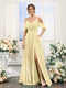 A-Line V-Neck Spaghetti Straps Short Sleeves Split Side Chiffon Bridesmaid Dresses