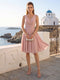 A-Line V-Neck Sleeveless Ruched Chiffon Short Bridesmaid Dresses