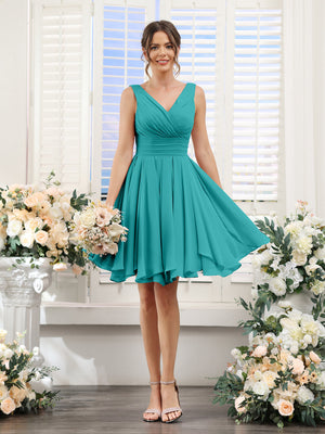 bridesmaid dresses short teal Teal Chiffon Short Mismatched Bridesmaid Dresses Cheap Summer Homecoming Dress apd1699