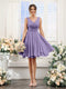 A-Line V-Neck Sleeveless Ruched Chiffon Short Bridesmaid Dresses