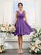 A-Line V-Neck Sleeveless Ruched Chiffon Short Bridesmaid Dresses
