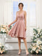 A-Line V-Neck Ruched Sleeveless Short Chiffon Bridesmaid Dresses