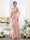 A-Line V-Neck Spaghetti Straps Split Side Floor-Length Chiffon Bridesmaid Dresses