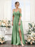 A-Line V-Neck Spaghetti Straps Split Side Floor-Length Chiffon Bridesmaid Dresses