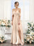A-Line V-Neck Spaghetti Straps Split Side Floor-Length Chiffon Bridesmaid Dresses