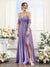 A-Line V-Neck Spaghetti Straps Split Side Floor-Length Chiffon Bridesmaid Dresses