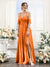 A-Line V-Neck Spaghetti Straps Split Side Floor-Length Chiffon Bridesmaid Dresses