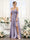 A-Line V-Neck Spaghetti Straps Split Side Floor-Length Chiffon Bridesmaid Dresses