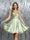 A-Line Spaghetti Straps Sleeveless Short Silk Satin Homecoming Dresses