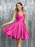 A-Line Spaghetti Straps Sleeveless Short Silk Satin Homecoming Dresses