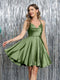 A-Line Spaghetti Straps Sleeveless Short Silk Satin Homecoming Dresses