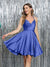 A-Line Spaghetti Straps Sleeveless Short Silk Satin Homecoming Dresses