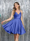 A-Line Spaghetti Straps Sleeveless Short Silk Satin Homecoming Dresses