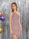 Velvet Sequins One-Shoulder Short Tight Homecoming Dresses
