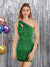 Velvet Sequins One-shoulder Short/Mini Tight Homecoming Dresses