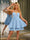 A-Line Velvet Sequins Spaghetti Straps Sleeveless Short Dresses