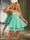 A-Line Velvet Sequins Spaghetti Straps Sleeveless Short Dresses