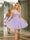 A-Line Spaghetti Straps Sleeveless Short Dresses with Belt
