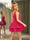 A-Line Velvet Sequins One-Shoulder Sleeveless Short Dresses