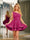 A-Line Velvet Sequins One-Shoulder Sleeveless Short Dresses