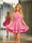 A-Line Velvet Sequins One-Shoulder Sleeveless Short Dresses