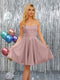 A-Line Spaghetti Straps Sleeveless Short Dresses with Appliques