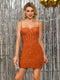 Sheath/Column Spaghetti Straps Velvet Sequins Short Dresses