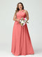 A-Line/Princess Criss Cross Sleeveless Chiffon Plus Size Bridesmaid Dresses with Sash