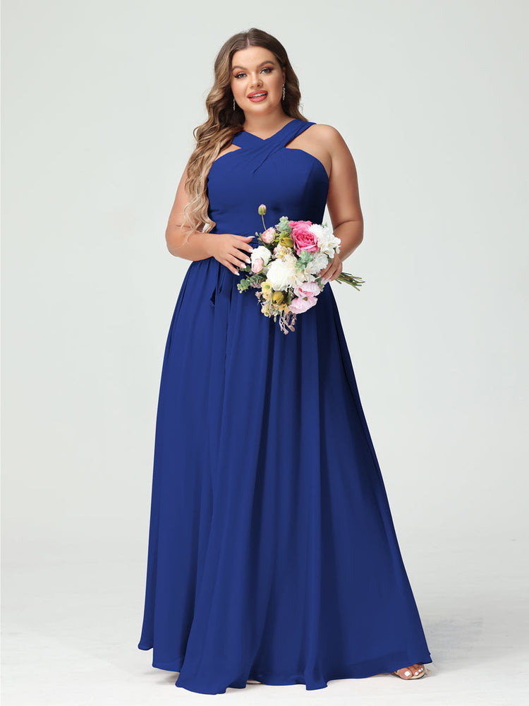 A-Line/Princess Criss Cross Sleeveless Asymmetrical Ruched Prom Dresses main image 0