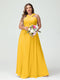 A-Line/Princess Criss Cross Sleeveless Chiffon Plus Size Bridesmaid Dresses with Sash