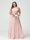 A-Line/Princess Criss Cross Sleeveless Chiffon Plus Size Bridesmaid Dresses with Sash
