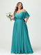 A-Line/Princess Spaghetti Straps Half Sleeves Chiffon Plus Size Bridesmaid Dresses with Pockets