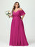 A-Line/Princess Spaghetti Straps Half Sleeves Chiffon Plus Size Bridesmaid Dresses with Pockets