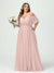 A-Line/Princess Spaghetti Straps Half Sleeves Chiffon Plus Size Bridesmaid Dresses with Pockets