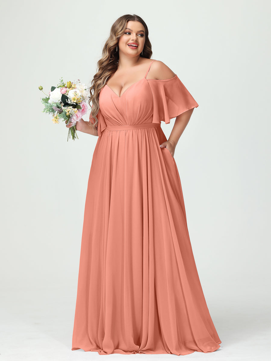 plus size bridesmaid dresses with sleeves Chic A-Line Maxi Chiffon Dress COCOMELODY CB0775, Blue Turquoise a clean V Ever-Pretty Shop Chiffon A-Line Short
