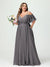 A-Line/Princess Spaghetti Straps Half Sleeves Chiffon Plus Size Bridesmaid Dresses with Pockets
