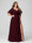 A-Line/Princess V-Neck Half Sleeves Chiffon Ruffles Plus Size Bridesmaid Dresses with Split Side