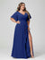 A-Line/Princess V-Neck Half Sleeves Chiffon Ruffles Plus Size Bridesmaid Dresses with Split Side