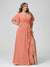 A-Line/Princess V-Neck Half Sleeves Chiffon Ruffles Plus Size Bridesmaid Dresses with Split Side