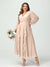 A-Line/Princess V-Neck Long Sleeves Chiffon Tea-Length Ruffles Plus Size Bridesmaid Dresses with Pockets