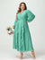 A-Line/Princess V-Neck Long Sleeves Chiffon Tea-Length Ruffles Plus Size Bridesmaid Dresses with Pockets