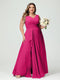 A-Line/Princess V-Neck Sleeveless Chiffon Ruffles Plus Size Bridesmaid Dresses with Pockets