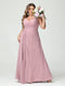 A-Line/Princess Spaghetti Straps Sleeveless Chiffon Split Side Plus Size Bridesmaid Dresses with Pockets