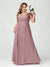 A-Line/Princess Spaghetti Straps Sleeveless Chiffon Split Side Plus Size Bridesmaid Dresses with Pockets