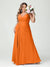 A-Line/Princess Spaghetti Straps Sleeveless Chiffon Split Side Plus Size Bridesmaid Dresses with Pockets