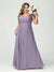 A-Line/Princess Spaghetti Straps Sleeveless Chiffon Split Side Plus Size Bridesmaid Dresses with Pockets
