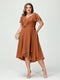A-Line/Princess V-Neck Short Sleeves Chiffon Ruffles High-Low Plus Size Bridesmaid Dresses with Pockets