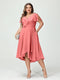 A-Line/Princess V-Neck Short Sleeves Chiffon Ruffles High-Low Plus Size Bridesmaid Dresses with Pockets