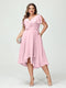 A-Line/Princess V-Neck Short Sleeves Chiffon Ruffles High-Low Plus Size Bridesmaid Dresses with Pockets